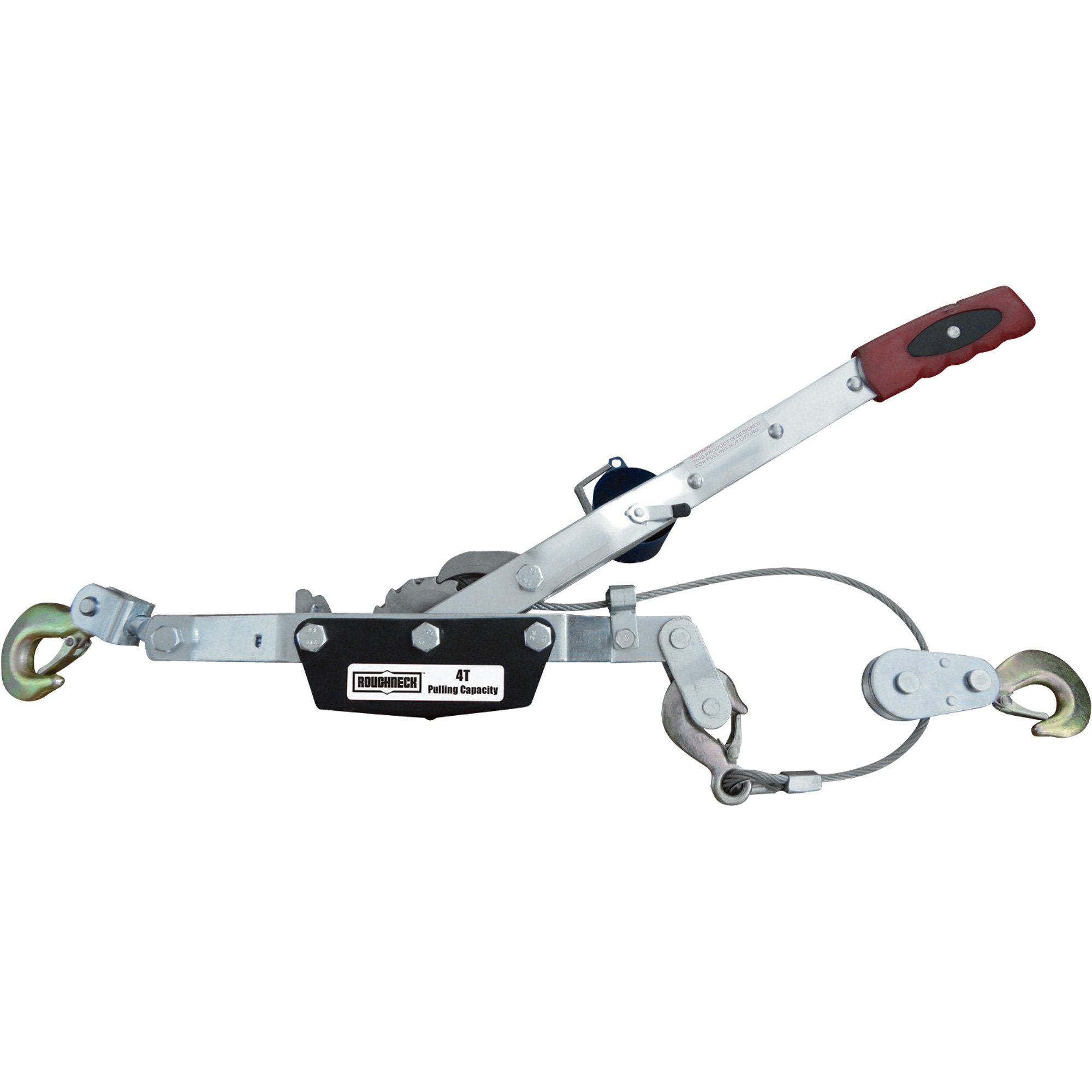 Roughneck Come-Along Double Gear Hand Cable Puller — 4-Ton Capacity